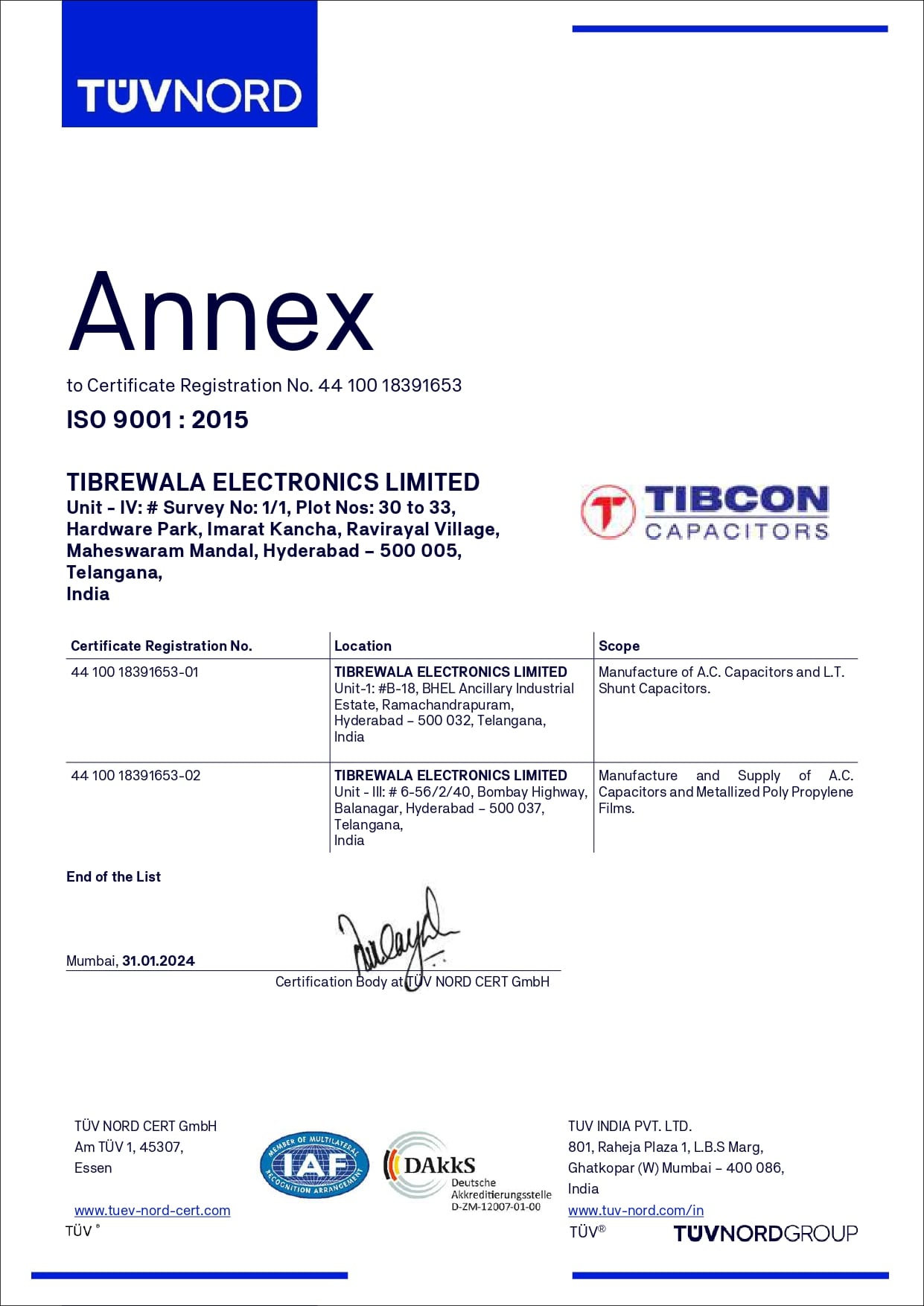 TIBREWALA ANNEX ISO9001